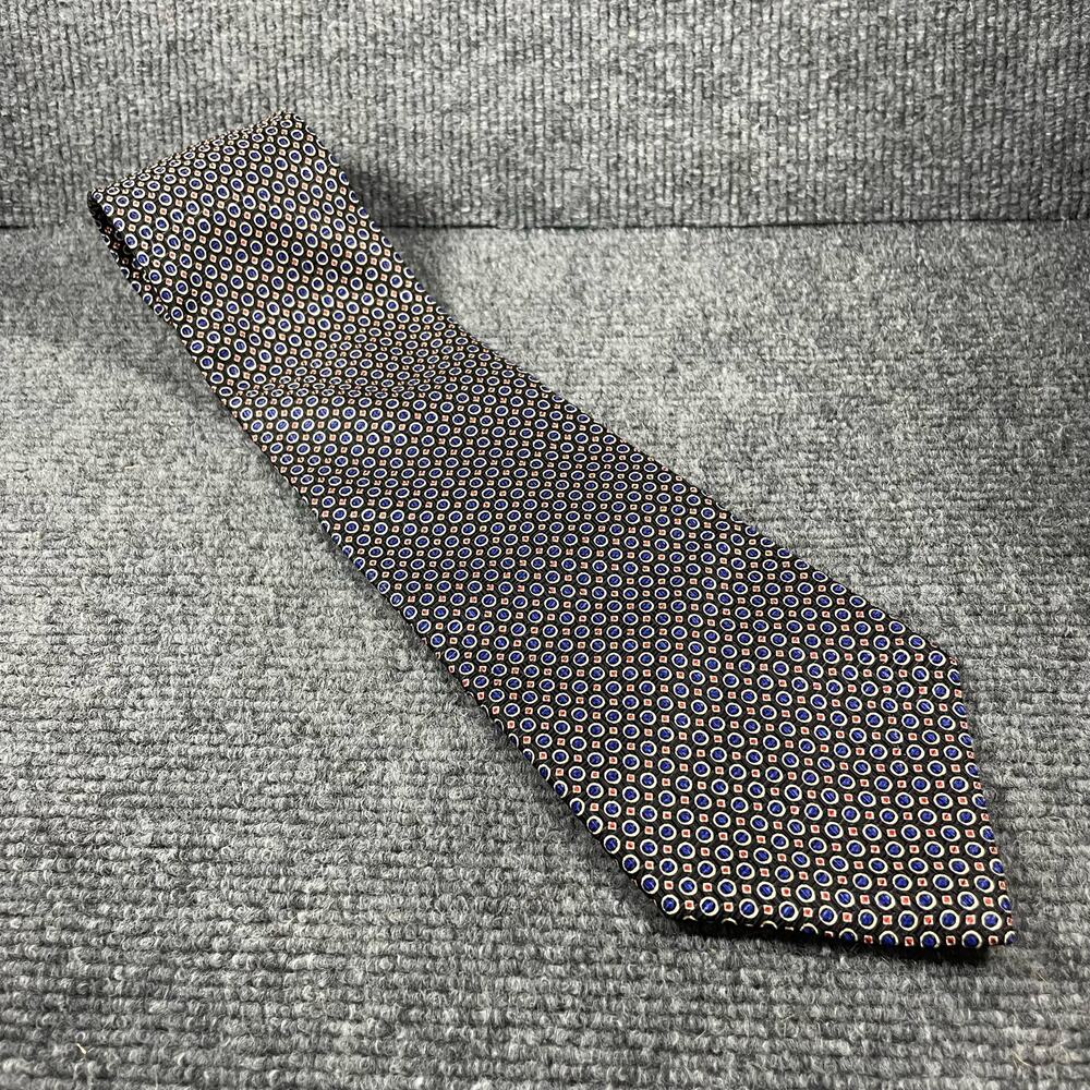 Polo Ralph Lauren Tie 4"X56" Blue/Orange Geometric AOP Hand Made in USA All Silk